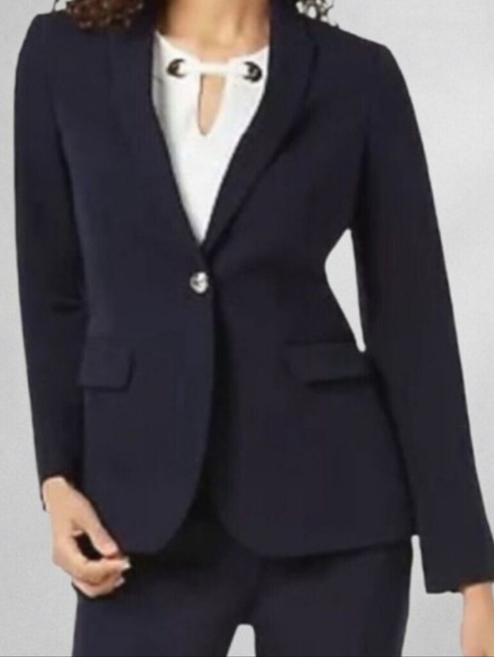 Tommy Hilfiger Black Single-Button Tailored Blazer Size 12
